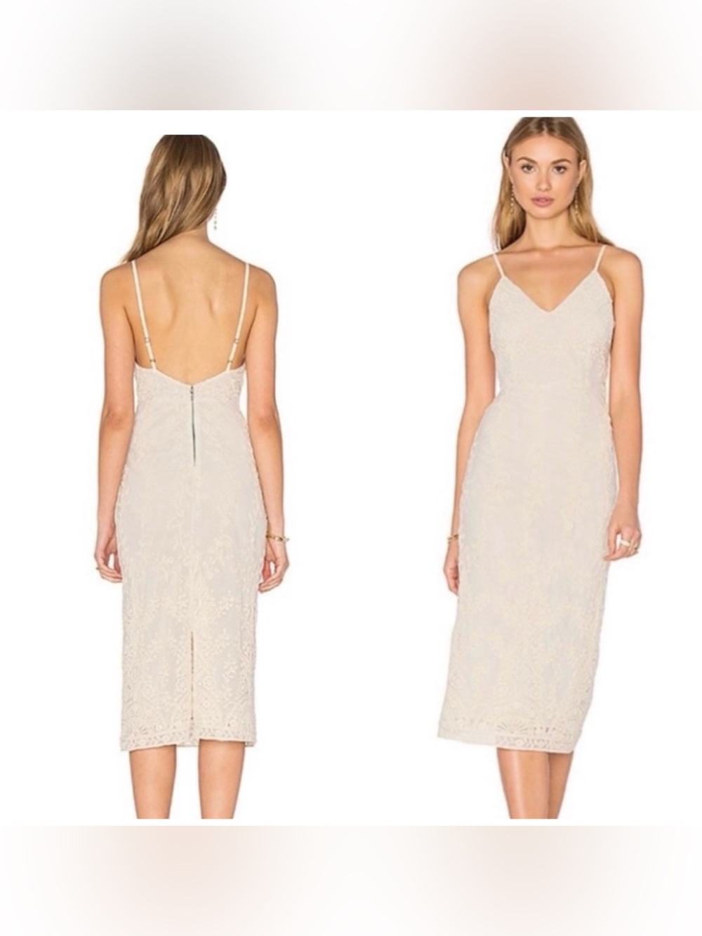 NWOT Alice & Olivia Ira Cream Lace Midi Dress Size 4